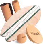 STAASH® PRO Balance Board - Premium Birkenholz mit 5 Trainings-Modulen | Komplettset für Core, Ba...