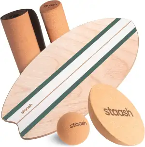 STAASH® PRO Balance Board - Premium Birkenholz mit 5 Trainings-Modulen | Komplet