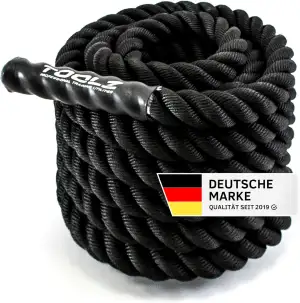 TOOLZ ® Battle Rope, Sportseil für Kraftausdauertraining, schwarz, Länge: 12m / Durchmesser: 35 mm/Gewicht: 10kg