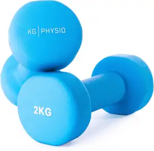 KG PHYSIO Neopren Hanteln Set - Inkl. Fitnessposter mit 32 Übungen, schweißabweisendes Kurzhanteln 2er Set aus Gusseisen, rutschfeste & griffige Fitness Gewichte für Frauen und Männer