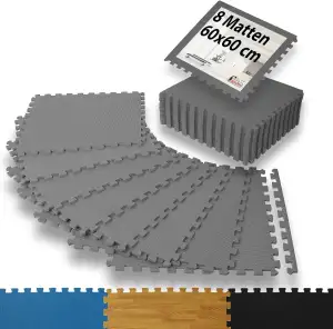 ALPIDEX 8er Set Bodenschutz Sportgeräte Matte 1cm Dicke 60x60 cm Trainingsmatten 2,88 m² Unterlegmatte Pool Fitness Turnmatte Fitnessraum Gymnastikmatte Fitnessmatte Bodenmatte Gummimatte