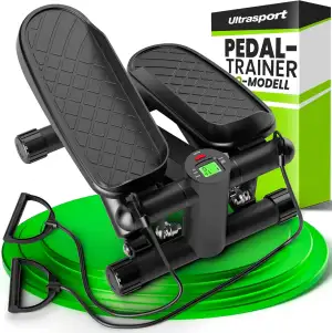 Ultrasport Stepper für Zuhause I Mini Stepper Fitness, 2 in 1 Up-Down Swing Stepper mit Power Ropes und LCD Display I Fitness Stepper für Zuhause, Ministepper