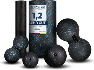 Faszienrolle Faszienball Selbst-Massage Set blau 6teilig – Faszien-Set für Rücke