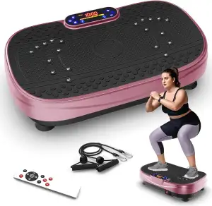 Vibrationsplatte für Zuhause - Rüttelplatte mit 120 Stufen & 5 Modi, mit Widerstandsbändern & Fernbedienung, für Fettverbrennung Muskelaufbau Figurformung ideal für Zuhause Home Gym