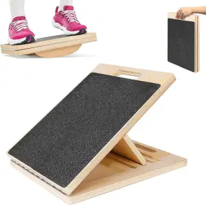 Schrägbrett und Slant Board Holz, Balance Board, Wadendehner für Physiotherapie, Verstellbares‌ Mobility Board Wackelbrett Therapiekreisel und Gleichgewichtstrainer für Heimtraining