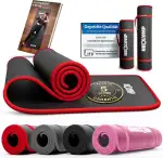 NEOLYMP extra dicke Fitnessmatte rutschfest inkl. Tragegurt & E-Book – Yogamatte, Gymnastikmatte, Sportmatte & Pilates Matte – Trainingsmatte für Zuhause, Studio & Outdoor (Schwarz-Rot 61 cm)