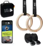 Wild Instincts Premium Turnringe Holz 32mm mit WebApp - Trainingsringe mit 5m Gurtbändern inkl. Case - Gymnastikringe zum Turnen - Calisthenics Ringe - Gymnastic Rings