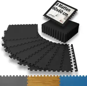 ALPIDEX 8er Set Bodenschutz Sportgeräte Matte 1cm Dicke 60x60 cm Trainingsmatten 2,88 m² Unterlegmatte Pool Fitness Turnmatte Fitnessraum Gymnastikmatte Fitnessmatte Bodenmatte Gummimatte