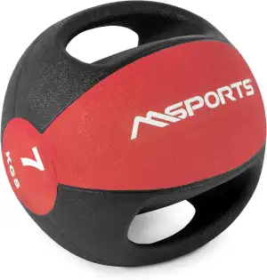 MSPORTS Medizinball Premium mit Griffe 1 – 10 kg – Professionelle Studio-Qualität Gymnastikbälle