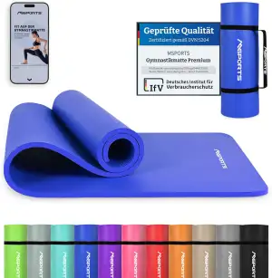 MSPORTS Gymnastikmatte Premium I Yoga Matte rutschfest und extra dick - inkl. Tragegurt + Übungsp...