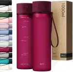 KIVY Tritan Trinkflasche 1l - Kohlensäure geeignet & Auslaufsicher - Für Sport, Schule & Büro - Sport Trinkflasche Gym - Wasserflasche Sprudel geeignet - Sportflasche 1 Liter - BPA Frei