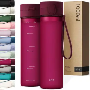 KIVY Tritan Trinkflasche 1l - Kohlensäure geeignet & Auslaufsicher - Für Sport, 