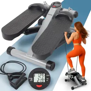 PORTENTUM Mini Stepper für Zuhause mit Widerstandsbändern und LCD-Display 5 Funk