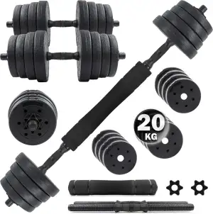 C.P. Sports 2in1 Kurzhantel – Langhantel Set 20kg / 30kg / 40kg | Hantelscheiben