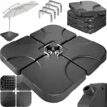 Casaria® Sonnenschirmständerplatten 4er Set bis 80 kg befüllbar mit Wasser Sand für Ampelschirm Bodenkreuz Metallverbindern wetterfestes Schirmgewicht