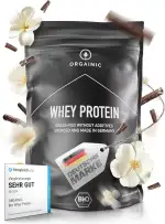 ORGAINIC Bio Vanille Whey Protein - Bio Zertifiziert ohne Zusatzstoffe - Eiweißpulver aus Deutschland - Grasfütterung - 1000g