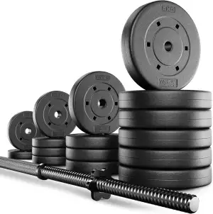 TREX SPORT Langhantel Set 55 kg | Langhantelstange 180 cm mit Gewichten | 16 Han
