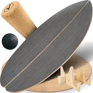 Balance Board aus Holz in – mit abgerundeten Ecken – inkl. Rolle für Neuromuscul