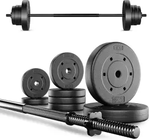 TREX SPORT Langhantel Set 22 kg | Hantelset mit Langhantelstange 120 cm aus Stah