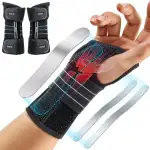 2er-Pack Handgelenkstütze für Karpaltunnelsyndrom Schiene, Handgelenkbandage mit 3 Metallschienen & Atmungsaktives Mesh, Verstellbare Handgelenk Bandagen für Nacht & Sport, Bandage Handgelenk, Grau M