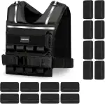 ONETWOFIT Verstellbare Gewichtsweste für Herren 20KG, Rucking-Westen mit abnehmbaren Eisengewichten, 1,2" extra dicke Schulterpolster, Krafttrainingsweste zum Laufen, reflektierende Streifen
