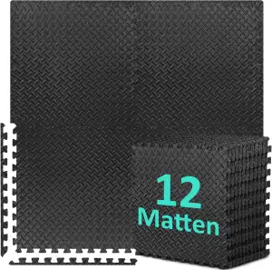 Bodenschutzmatte Fitness Set [61 x 61cm], 12/24/48 Puzzlematte, EVA Sportmatte F