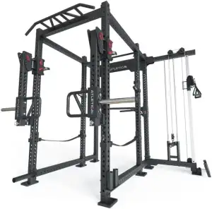 Atletica R8-Sentinel Power Rack | Plate Loaded Cable Rack mit Jammer Arms, J-Hoo
