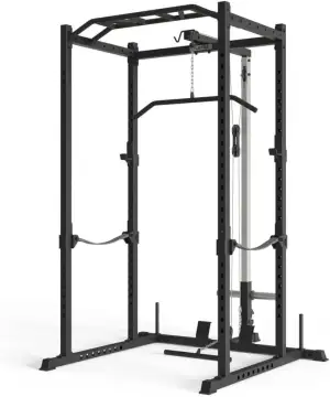 Atletica R5-Vega Power Rack | Power Cage mit Latzug | Multi-Grip Klimmzugstange,