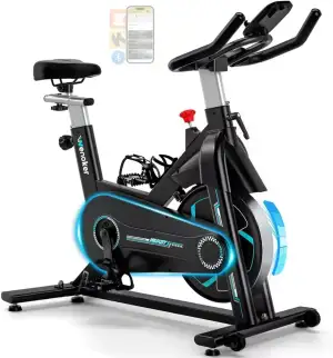Wenoker Heimtrainer Fahrrad | Leises mit APP | Spinning Bike Indoor mit Verstell