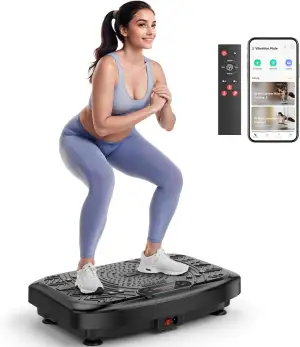 Vibrationsplatte mit App-Steuerung, Fernbedienung & LED, 220kg Belastbarkeit, 19