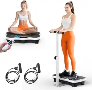 Vibration Plate, Vibration Board mit Haltestange, Griff, Bluetooth-Lautsprecher,