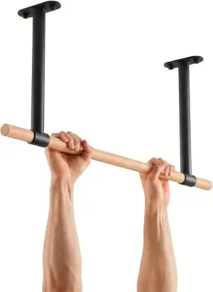 Klimmzugstange Decke - stilvolle Pull Up Bar aus Holz zur festen Deckenmontage -