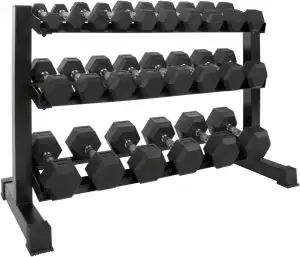 Kompakthantel-Ständer-Set mit 12 Paar Hex Hanteln, 1-15 kg, LxBxH 119x50x76 cm