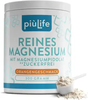 Magnesium Pulver PiùLife – 215 mg pro Portion – Carbonat und Pidolat – Ohne Zuck