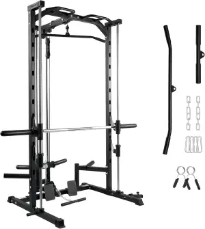RitFit Smith Machine Power Rack– Multifunktions-Kraftstation mit Kabelzug, Landm