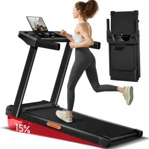 LONTEK Laufband für Zuhause Klappbar mit Steigung, Laufbänder 12KM/H, Treadmill