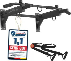 DH FitLife 4in1 Klimmzugstange Wand zur Wandmontage mit Spreizdübel, Multifunkti