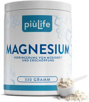 Magnesium Pulver Hochdosiert 330g PiùLife – 430 mg pro Portion – Magnesiumcarbon