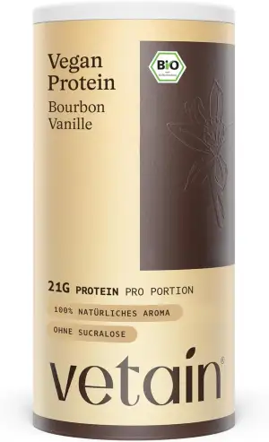 VETAIN Bio Veganes Proteinpulver Vanille - 21g Eiweiß - 600g - 5 Proteinquellen