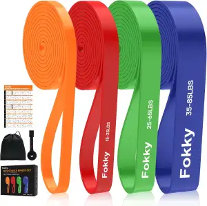 Resistance Bands Widerstandsbänder Set, 4 Stufen Fitnessbänder mit Türanker/Übun