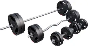 GORILLA SPORTS® Hantelset - 100kg, Langhantelstange 170cm, SZ Curlstange 120cm,