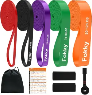 Fokky Fitnessbänder Widerstandsbänder - 5er Set, Resistance Bands mit Türanker &