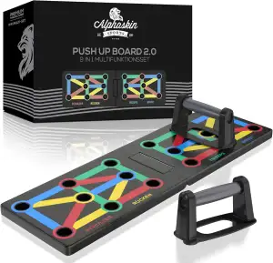 ALPHASKIN Liegestützbrett Set mit Griffen – 9 in 1 Push Up Board klappbar, Anti-