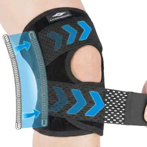 Lusenone Kniebandage für Damen Männer, Verstellbare Kniestütze mit Seitenstabili