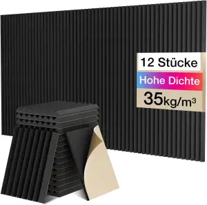 Sonic Acoustics 12 Stücke Selbstklebend Schallabsorber, Dichte 35 kg/m³, 2,5x20x