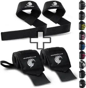 Fitgriff® Handgelenk Bandagen + Zughilfen (2er Set) - für Krafttraining, Fitness