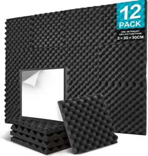JBER 12 Stück Akustikpaneele Selbstklebend, Schallschutzplatten 30 x 30 x 3 cm,