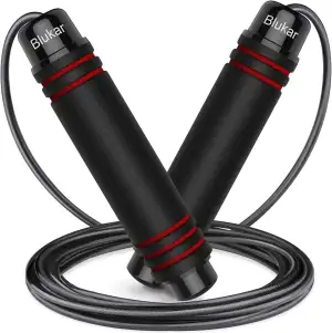 Blukar Springseil, Speed Rope Verstellbar mit Hautfreundlichen Schaum Griffe, 3