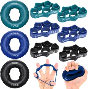 FitBeast Griffkrafttrainer, Fingertrainer, Unterarmstärker 9-teiliges Set, Gezie