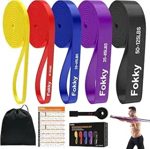 Fokky Fitnessbänder Widerstandsbänder Set mit 5 Stufen für Männer und Frauen, Re